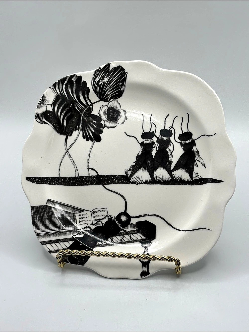 2017 Anthropologie Florence Balducci Masquerade ceramic plate crickets sing 7”